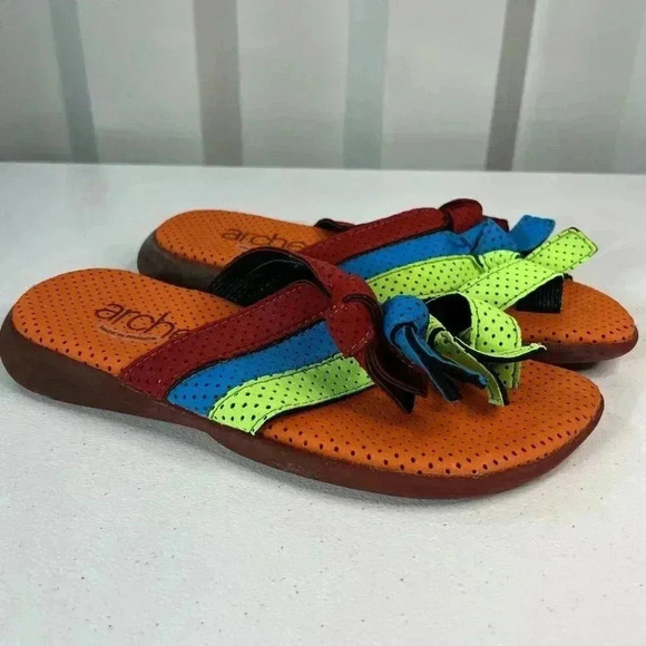 Arche Shoes - Rare Arche Nubuck Slides Neon Colorful Beach Sandals Size 8 NEW Vintage Bright